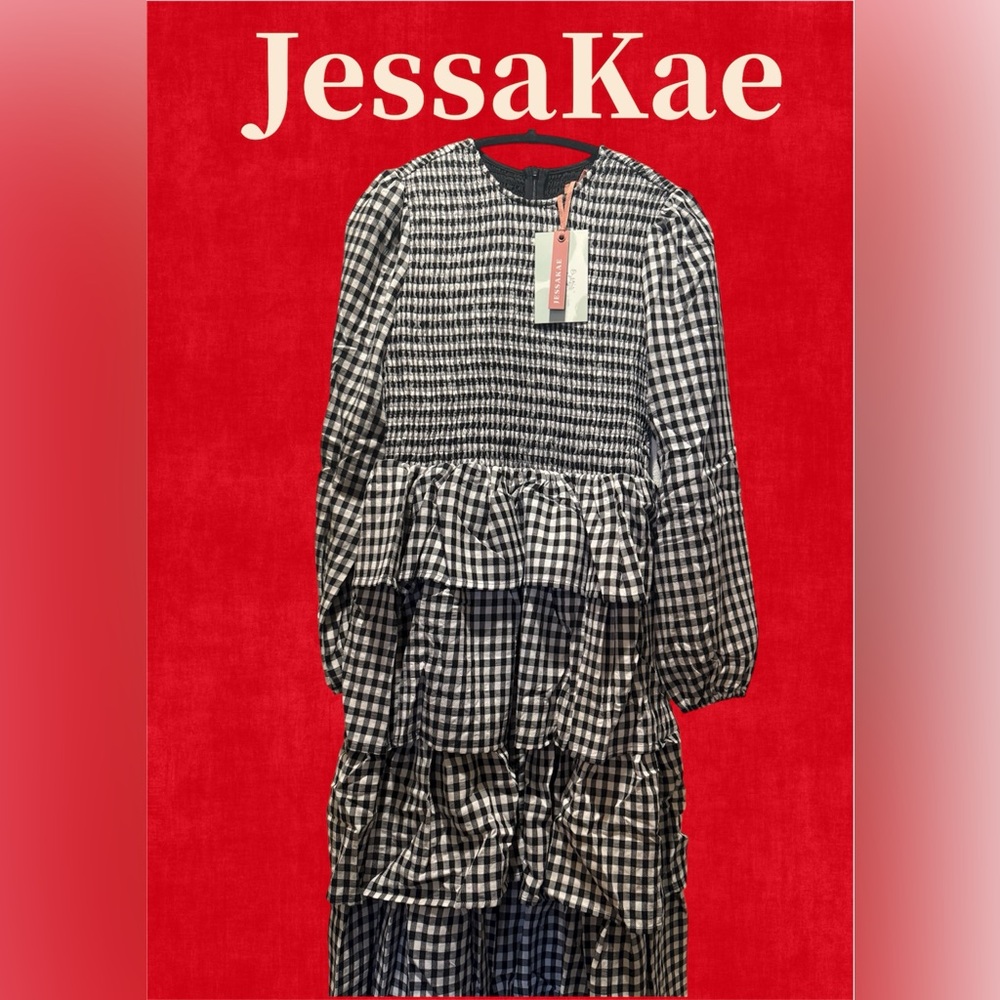 JessaKae Gather Smocked Gingham Dress - NWT - Picture 7 of 9